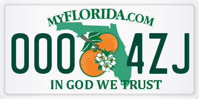 FL license plate 0004ZJ