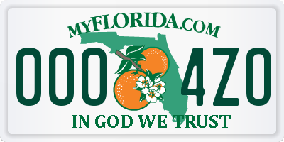 FL license plate 0004ZO