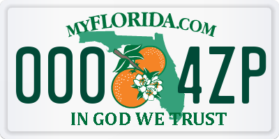 FL license plate 0004ZP