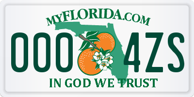 FL license plate 0004ZS