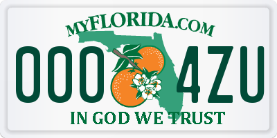 FL license plate 0004ZU