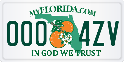 FL license plate 0004ZV