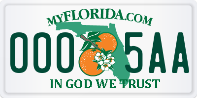 FL license plate 0005AA