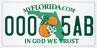 FL license plate 0005AB