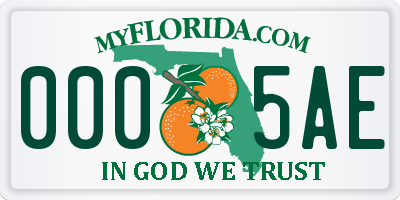 FL license plate 0005AE