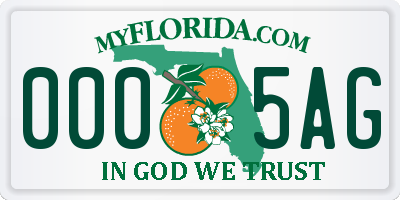 FL license plate 0005AG
