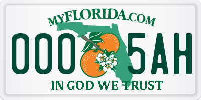 FL license plate 0005AH