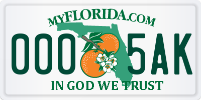 FL license plate 0005AK