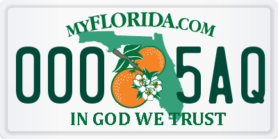 FL license plate 0005AQ