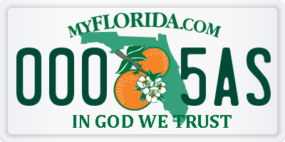 FL license plate 0005AS
