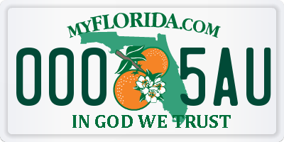 FL license plate 0005AU