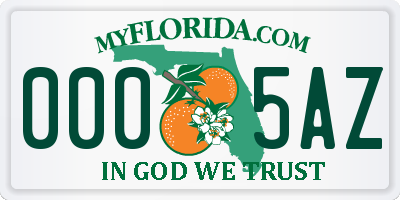 FL license plate 0005AZ