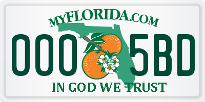 FL license plate 0005BD