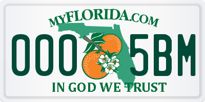FL license plate 0005BM