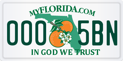 FL license plate 0005BN