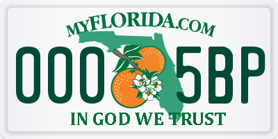 FL license plate 0005BP