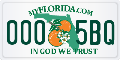 FL license plate 0005BQ