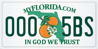 FL license plate 0005BS