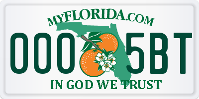 FL license plate 0005BT