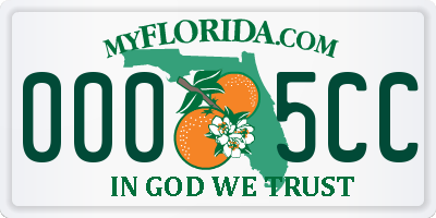 FL license plate 0005CC