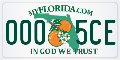 FL license plate 0005CE