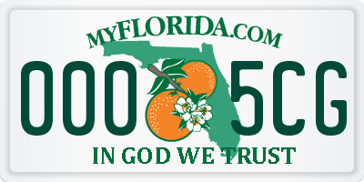 FL license plate 0005CG
