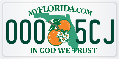 FL license plate 0005CJ