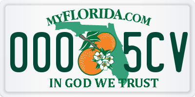 FL license plate 0005CV