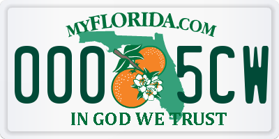 FL license plate 0005CW