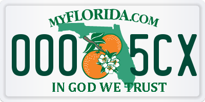 FL license plate 0005CX