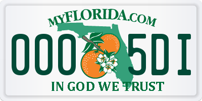 FL license plate 0005DI