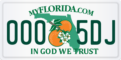 FL license plate 0005DJ