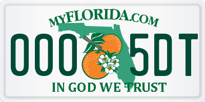 FL license plate 0005DT