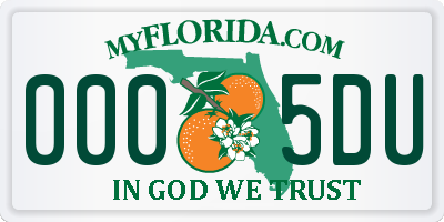 FL license plate 0005DU