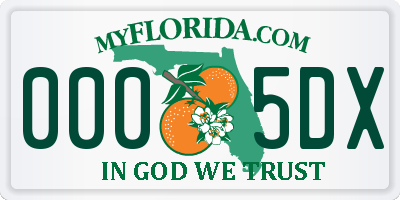 FL license plate 0005DX