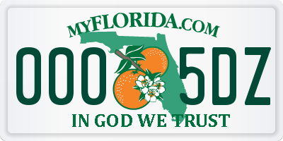 FL license plate 0005DZ