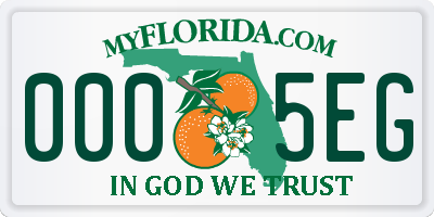 FL license plate 0005EG