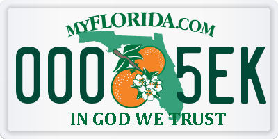 FL license plate 0005EK