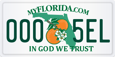 FL license plate 0005EL