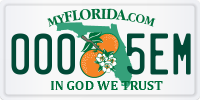 FL license plate 0005EM