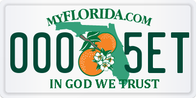 FL license plate 0005ET