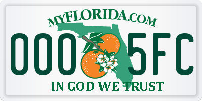 FL license plate 0005FC