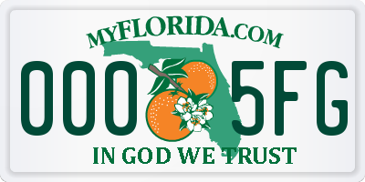 FL license plate 0005FG