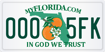 FL license plate 0005FK