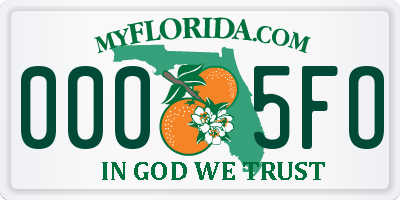 FL license plate 0005FO