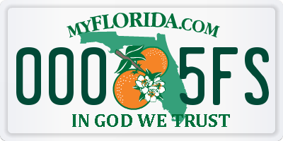 FL license plate 0005FS
