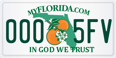 FL license plate 0005FV