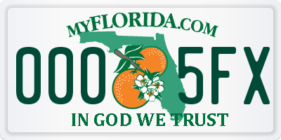 FL license plate 0005FX