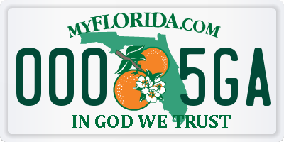 FL license plate 0005GA