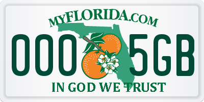 FL license plate 0005GB